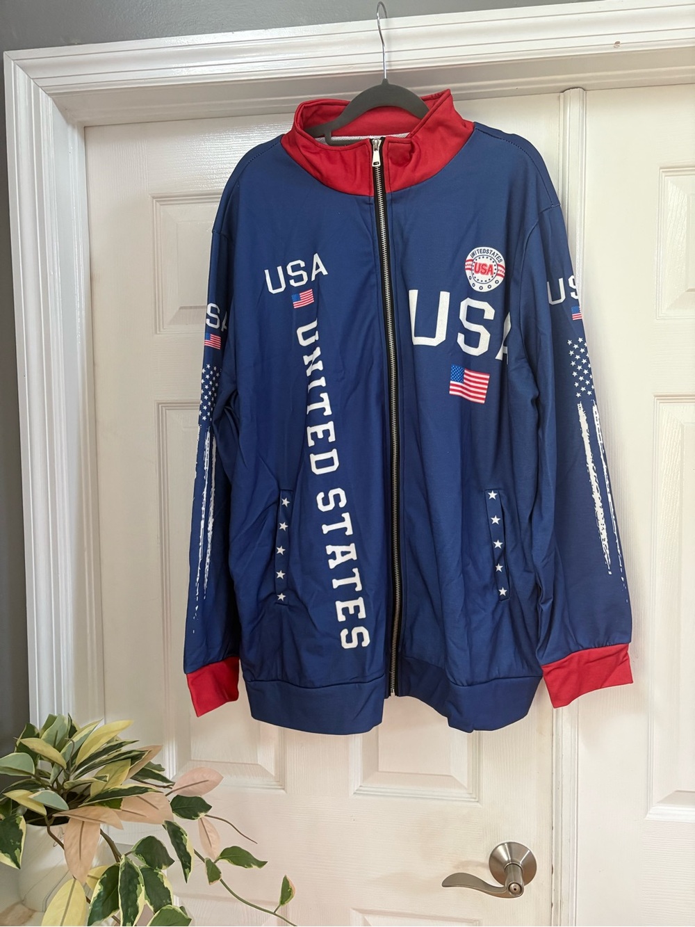 USA Blue & Red Track Jacket with United States Graphics